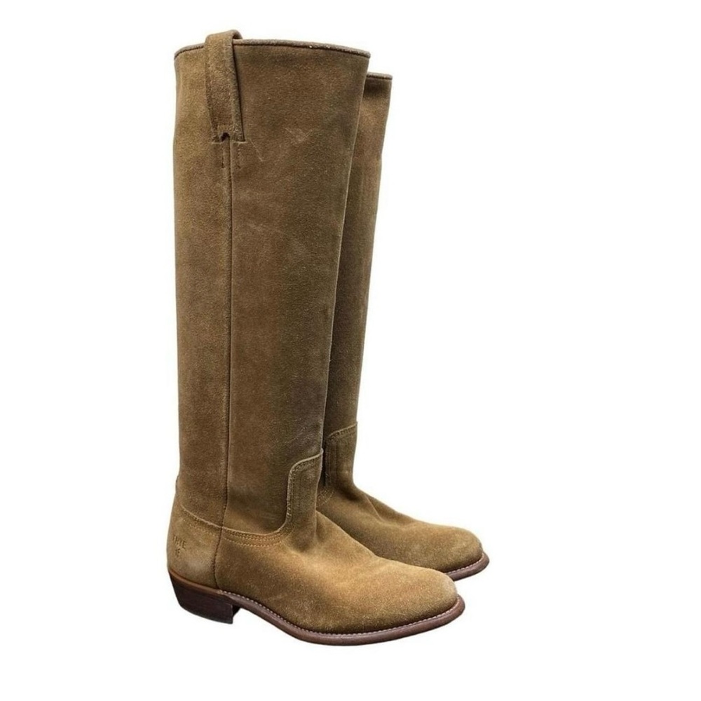 Womens FRYE 'Cara' Tall Leather Suede Pull On Boots in Wood Size W5